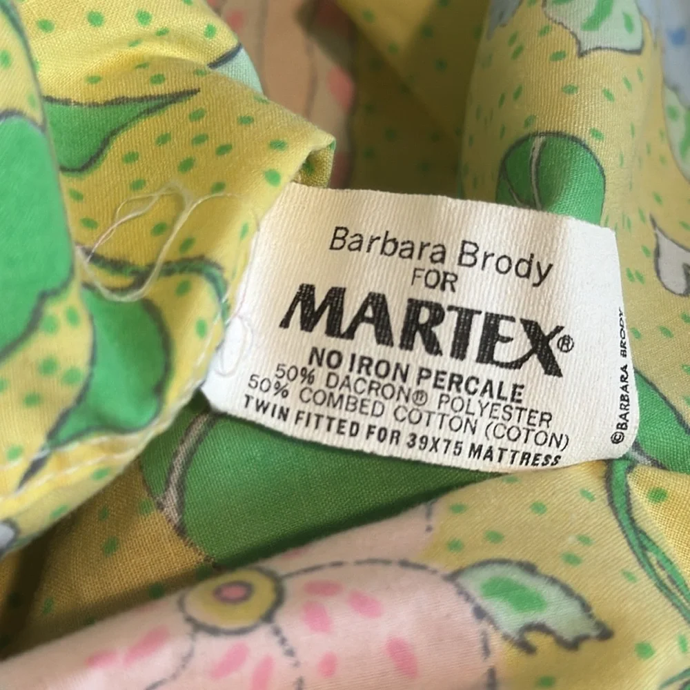 Vintage 70’s Yellow Floral Heart Polka Dot Twin Sheet Set Barbara Brody Martex - Picture 10 of 12